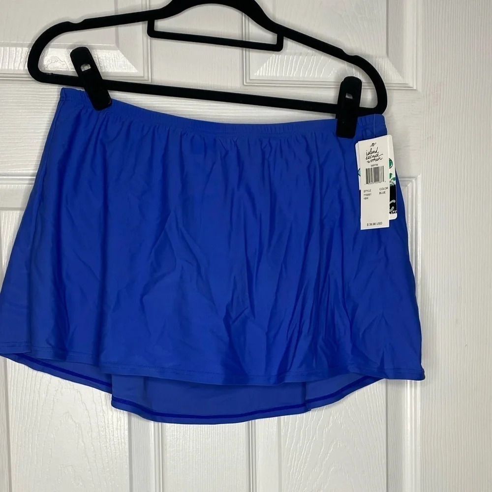 ISLAND ESCAPE WOMAN NWT Bright Blue‎ Skirtini Swim Bottom Size 16W